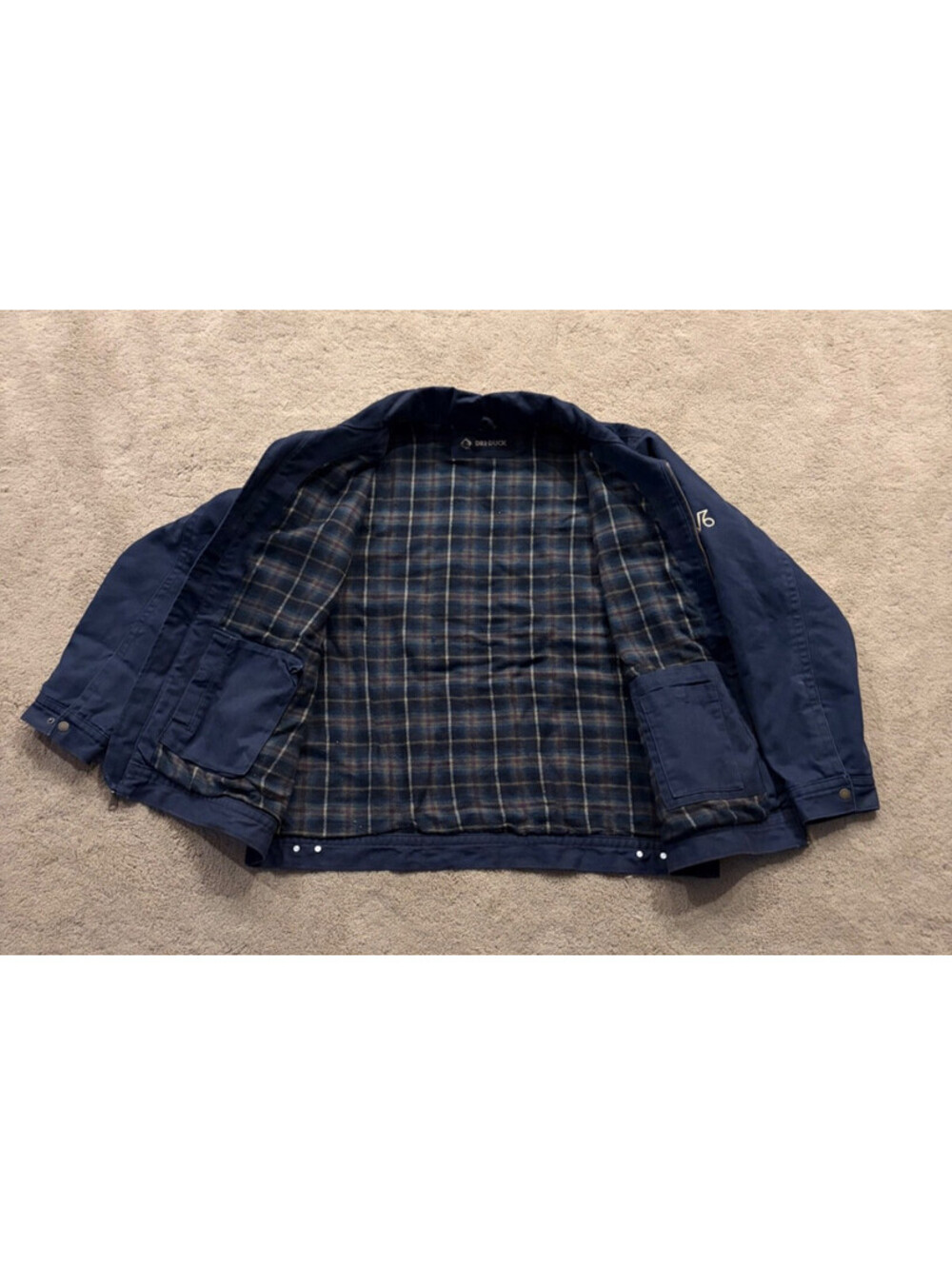 Dri Duck Heavy Canvas Work Jacket Flannel Lined Navy Carhartt Detroit Style 2XL - Picture 3 of 10